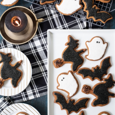 Gingerbread Halloween Cookies on a platter.