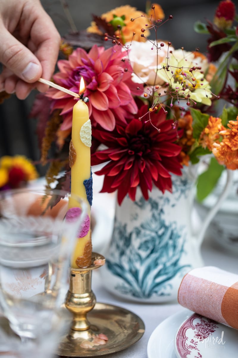 diy decorative taper candles for fall.