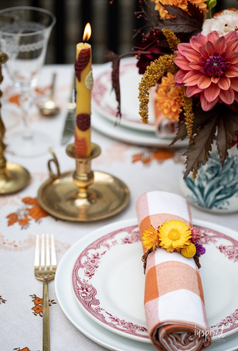 close up of fall tablescape.