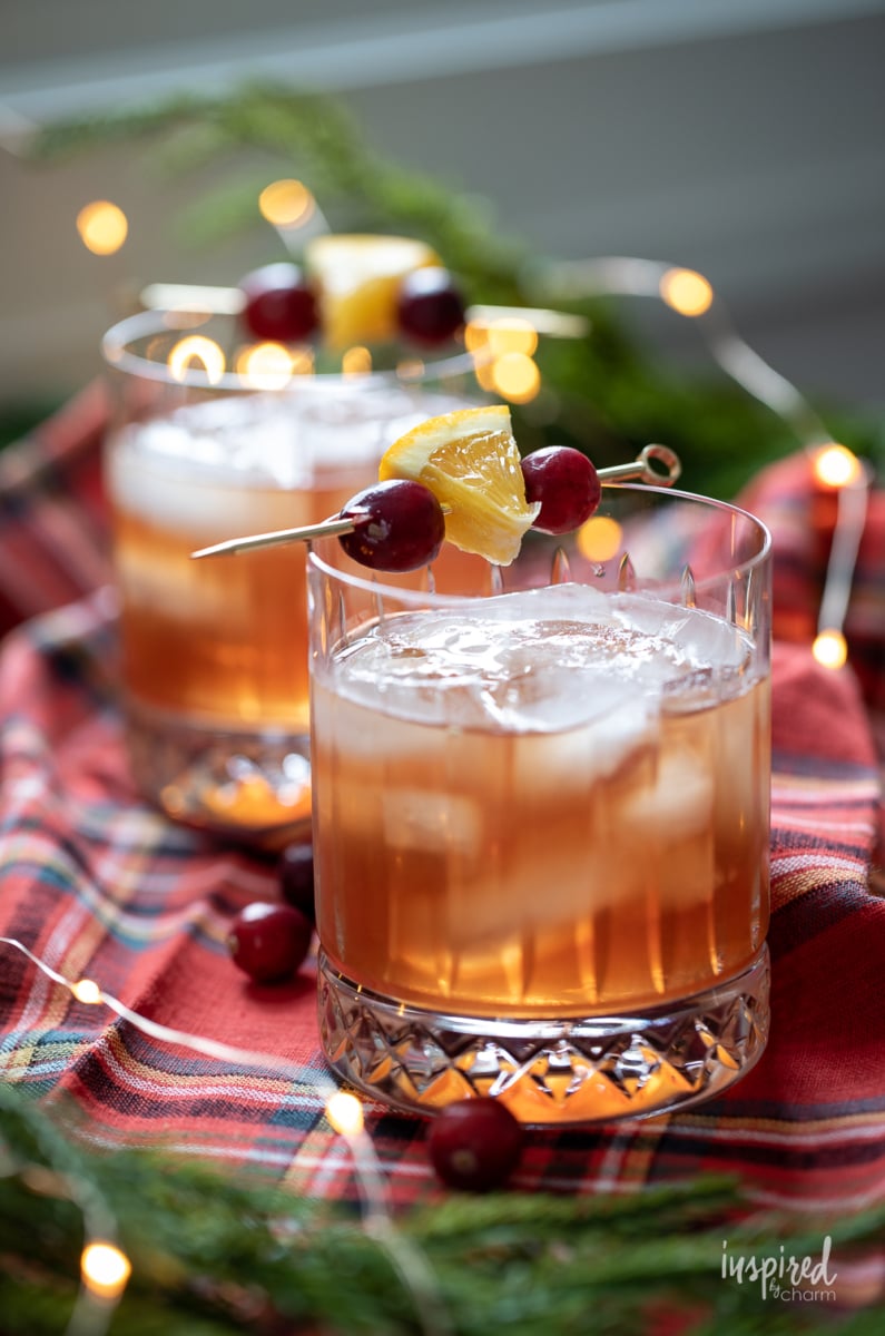 Cranberry Rye Holiday Cocktail in a glass.