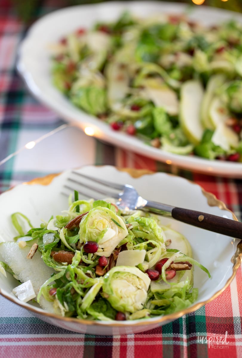Winter Brussels Sprouts Salad on a plate.
