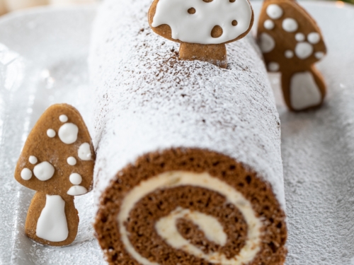 Christmas Cake, Swiss Roll Stock Photo, Picture And Royalty