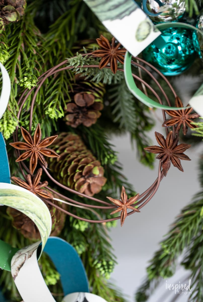 star anise wreath on christmas garland