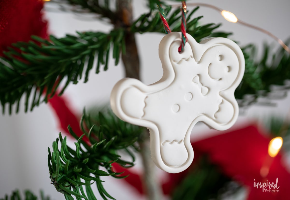 diy clay christmas ornament hanging on a tree