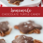 Homemade Chocolate Turtle Candy on a plate.