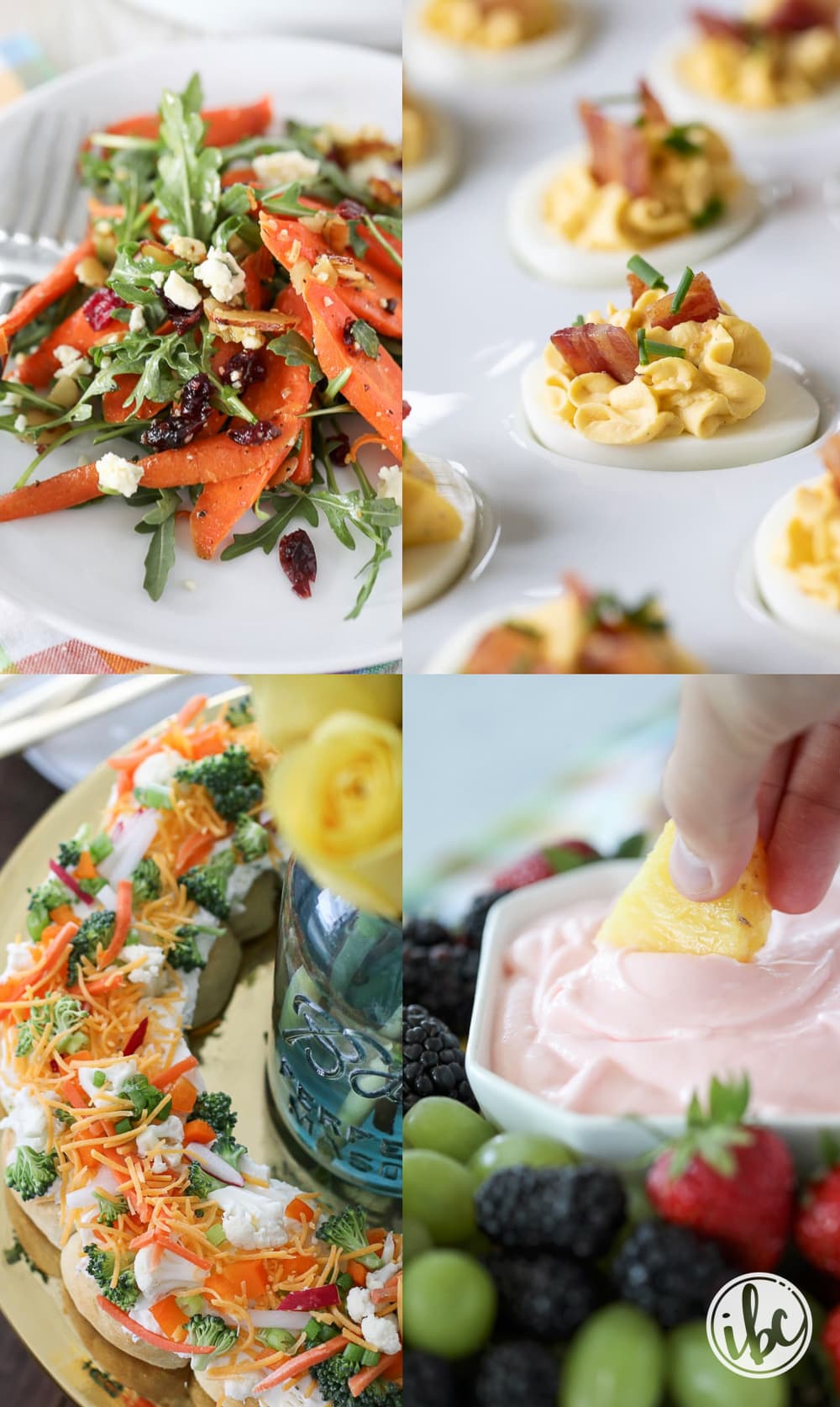 pictures of four easter appetizer recipes. 