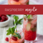 raspberry mojito in glass - Pinterest image