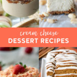four cream cheese desserts Pinterest image with title text.
