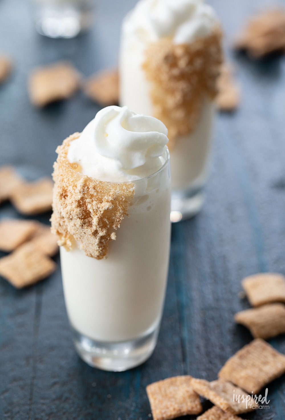 up close photo of two Cinnamon Toast Crunch Shots.