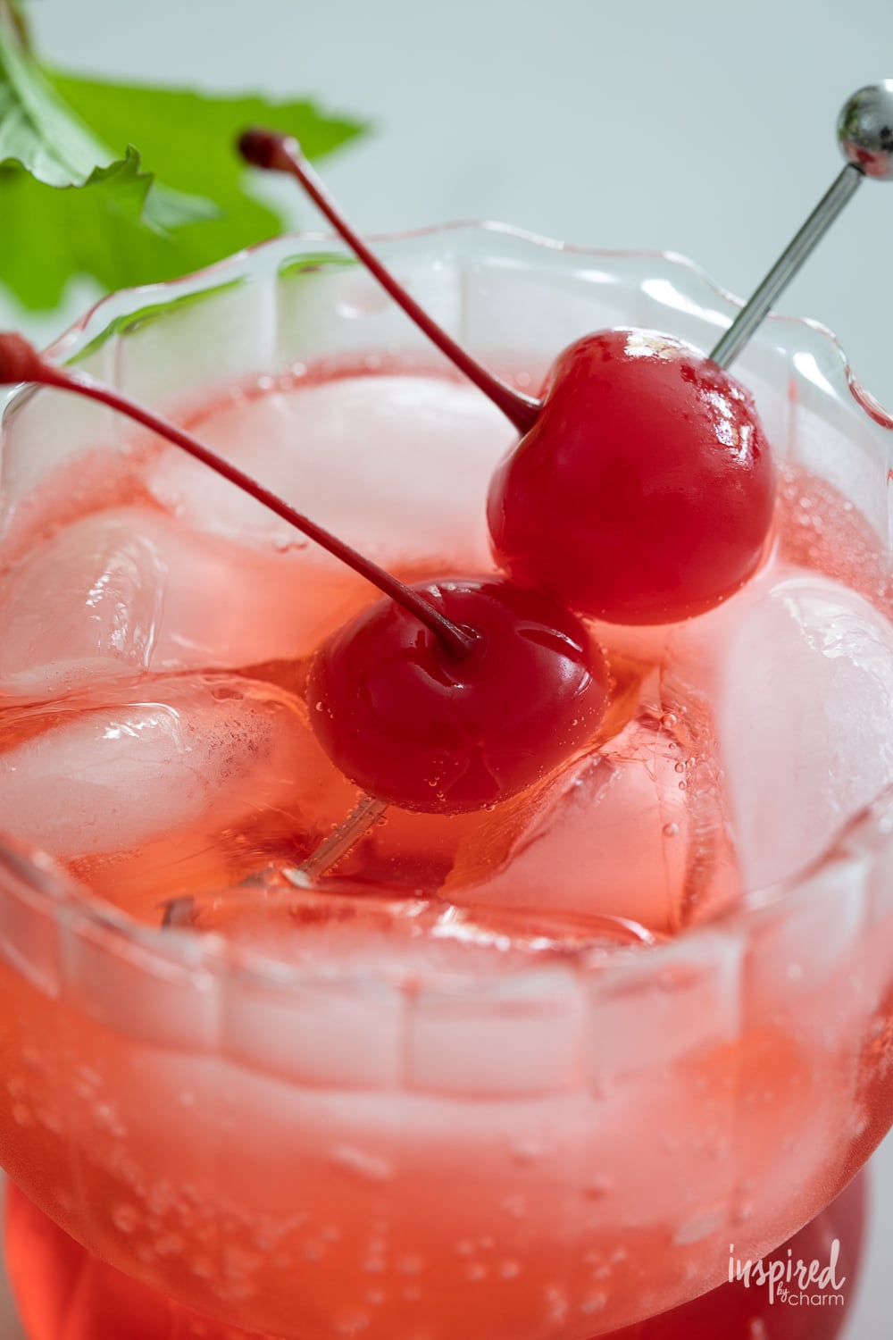 close up of dirty shirley cocktail.