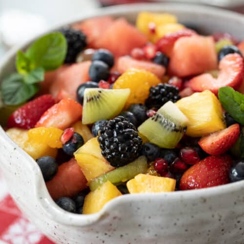 bowl of mixed fruit in a bowl for a fruit salad.