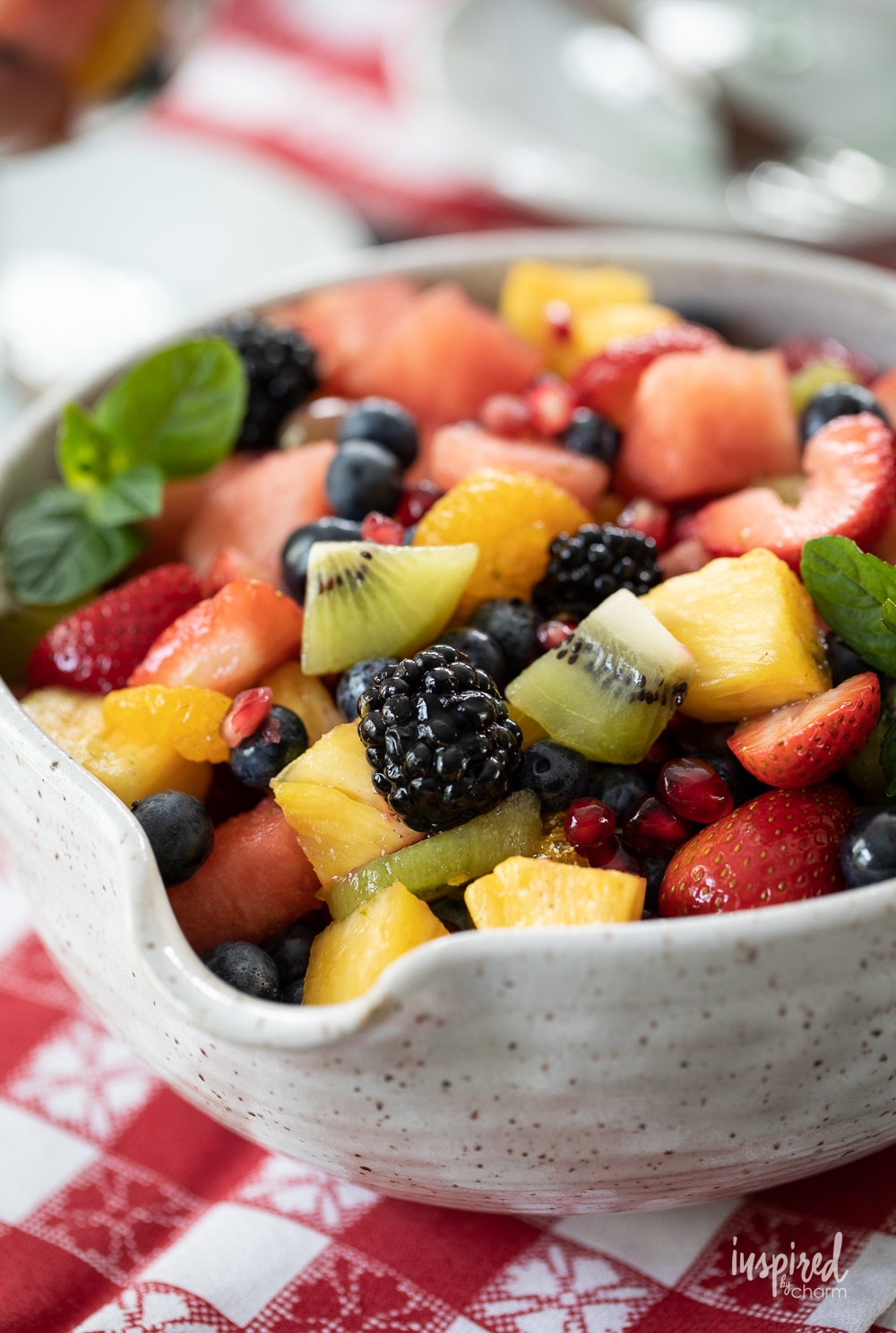 bowl of mixed fruit in a bowl for a fruit salad.