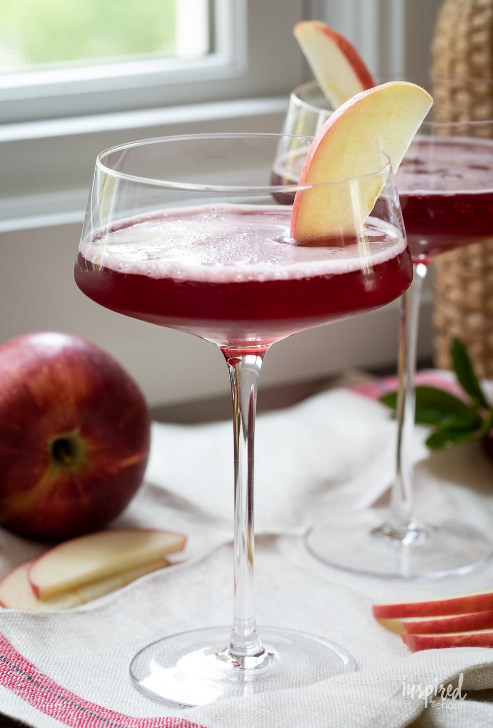 washington apple cocktail in a martini glass. 