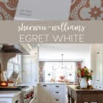 paint chip sherwin Williams egret white and kitchen cabinets