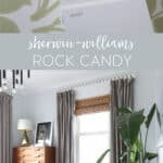 Sherwin Williams rock candy paint card and bedroom walls with rock candy paint.