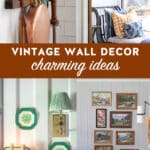 vintage wall decor ideas including shelves and art.