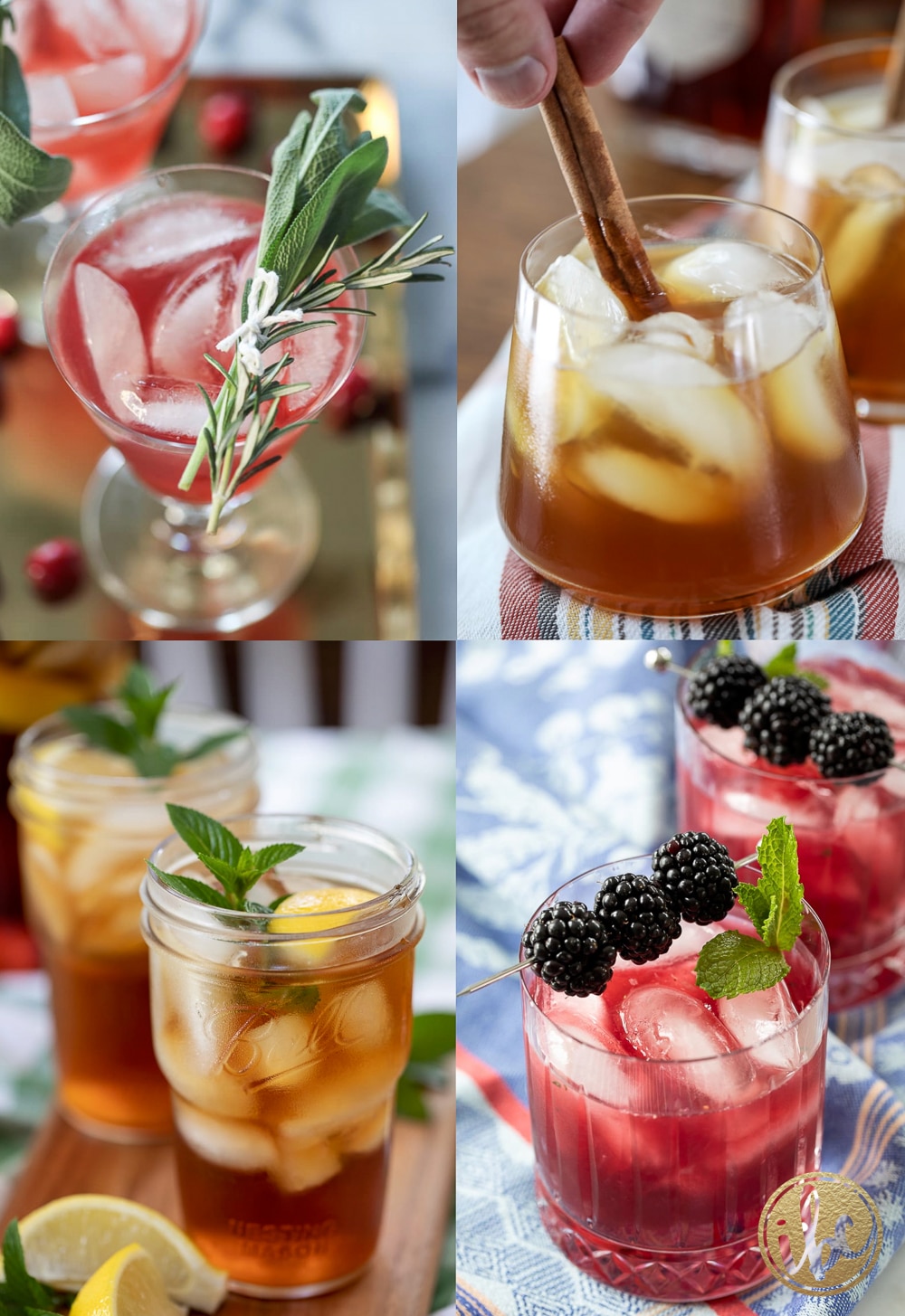 four delicious and colorful bourbon based cocktail recipes