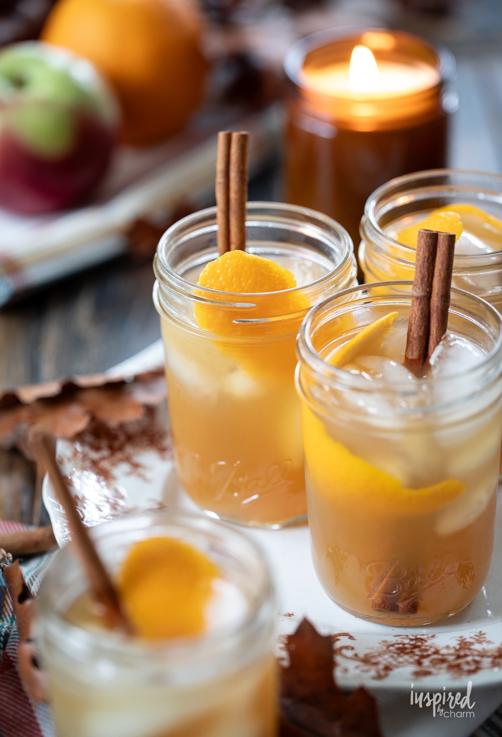 grouping of apple cider fall cocktails. 