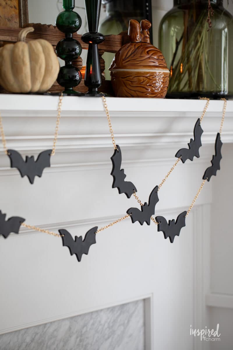 DIY Clay Bat Garland Halloween Decor