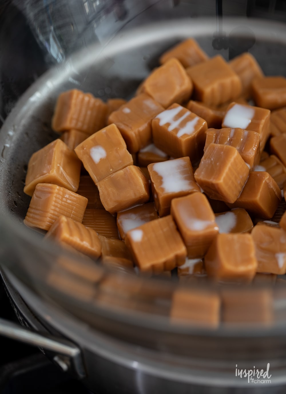 caramels and milk in a double boiler. 