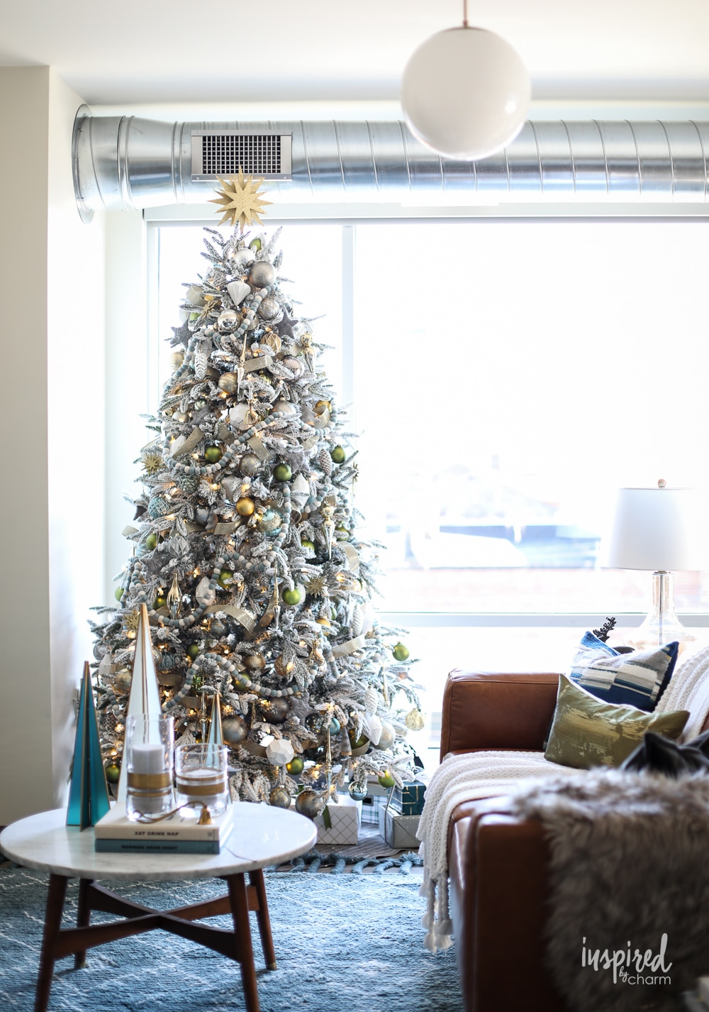 Frosty Modern Flocked Christmas Tree Decor