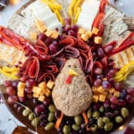 festive turkey cheese board for thanksgiving.