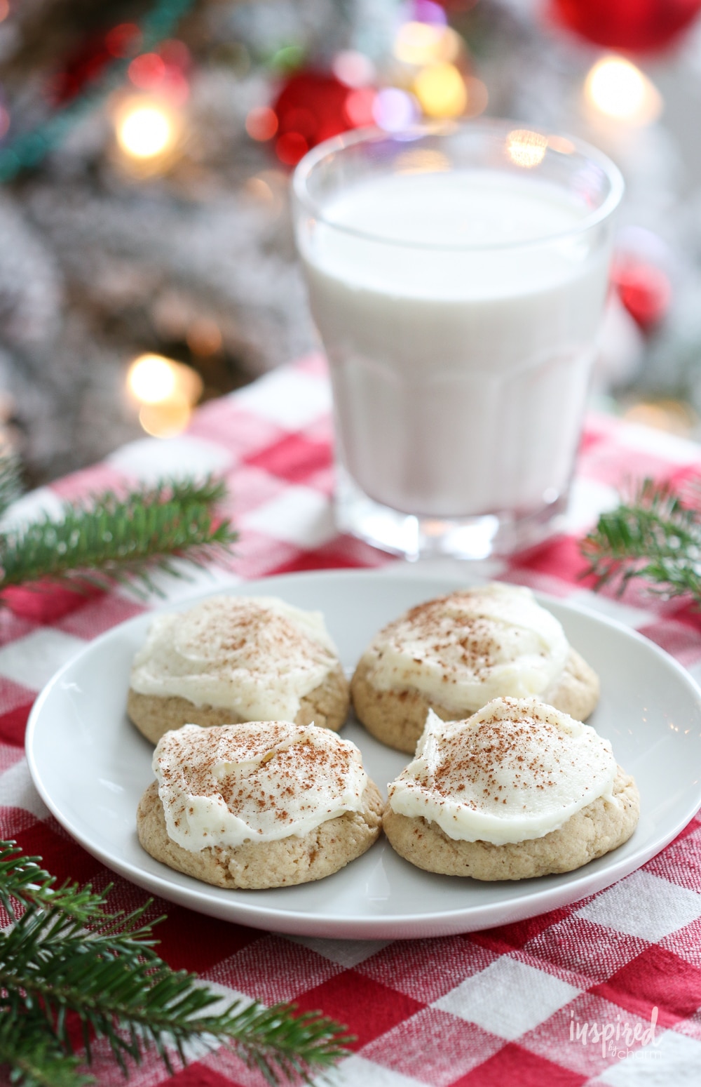 forsted eggnog cookie on a small plate.