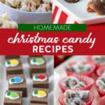 four Easy Homemade Christmas Candies with fudge, chocolate and puff corn.