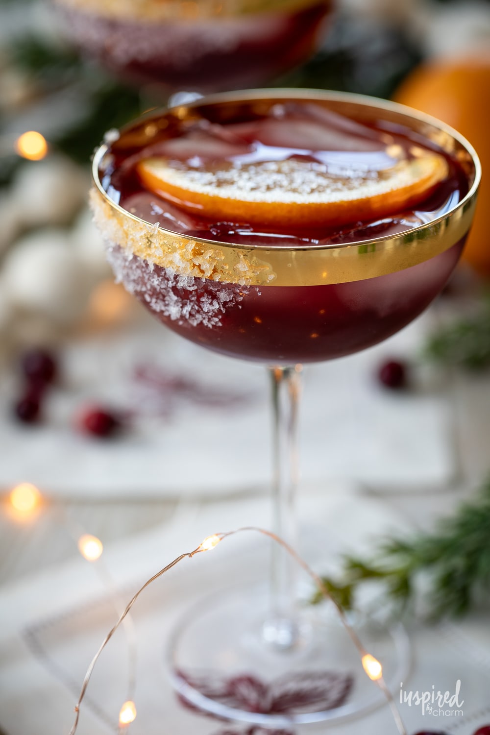 festive mulled wine margarita in a glass. 