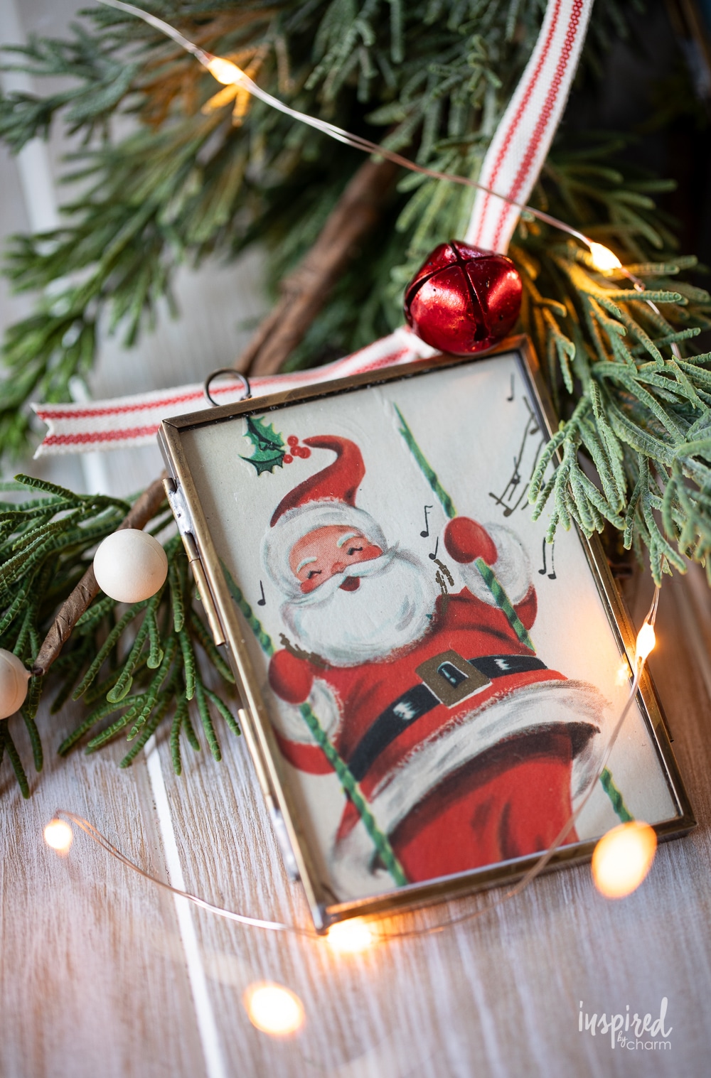 santa in glass and brass photo frame.
