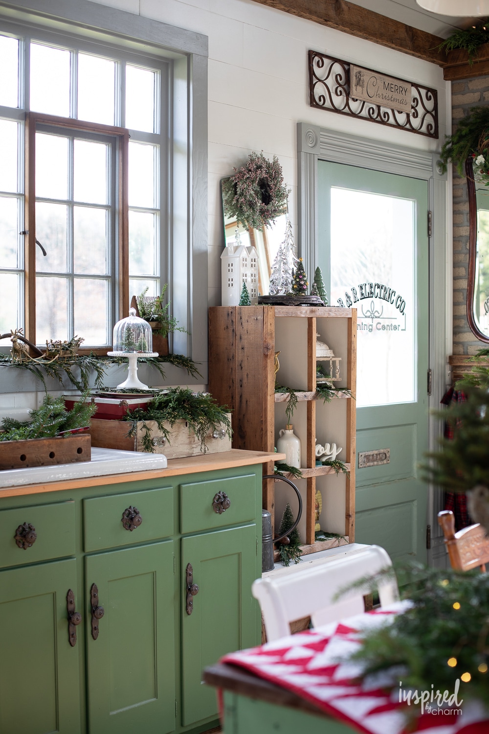 beautiful garden shed decorated for christmas.
