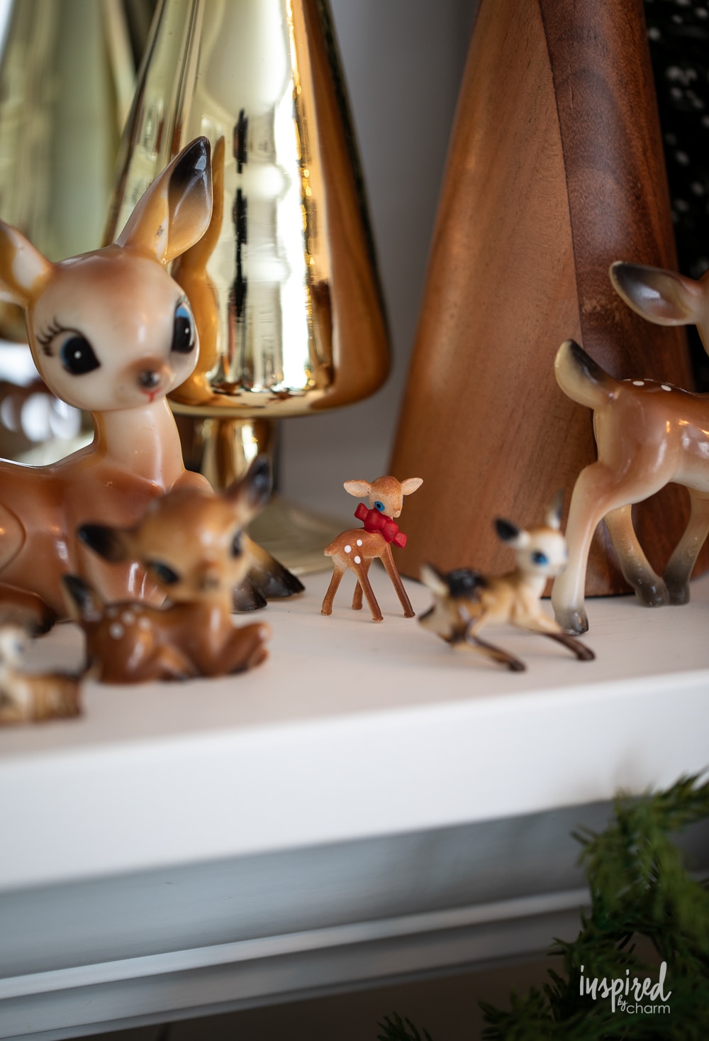 sweet plastic fawn figures used for Christmas decor.