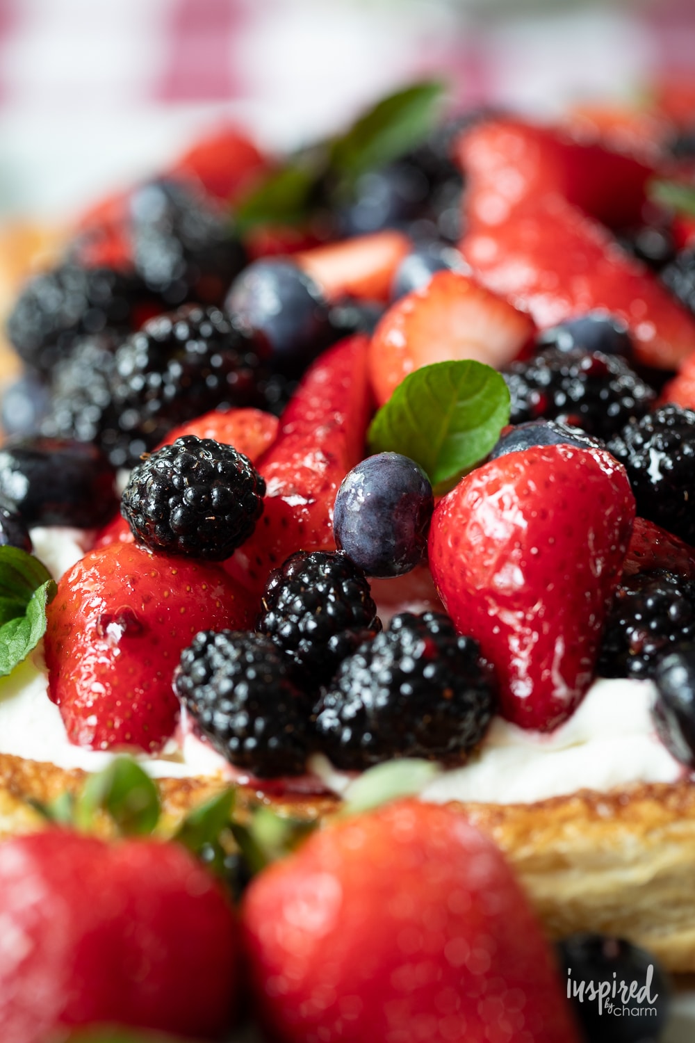 fruit pizza loaded with fresh berries.