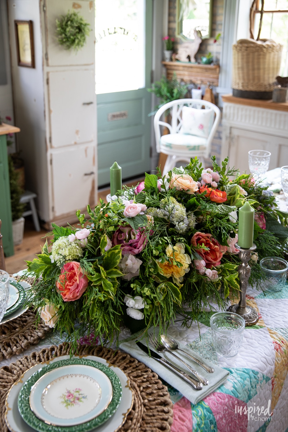 stunning floral arrangement made from real and faux flowers. 