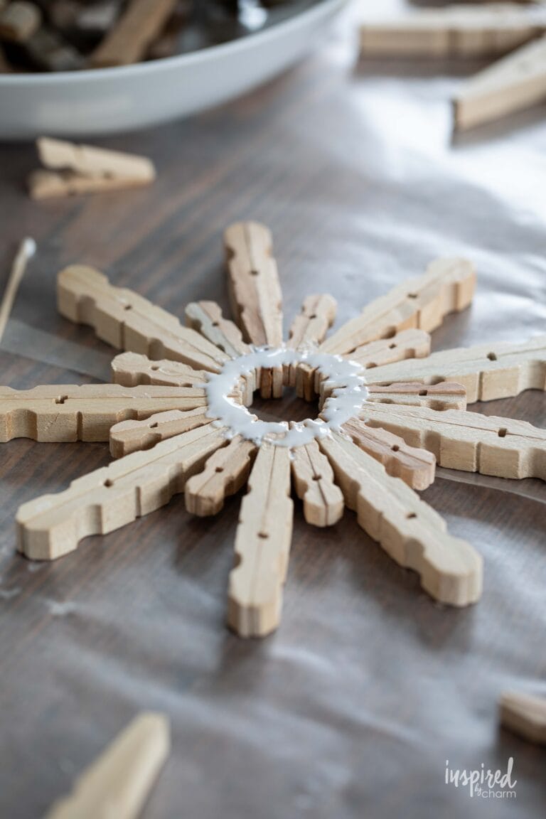 Handmade Clothespin Snowflakes