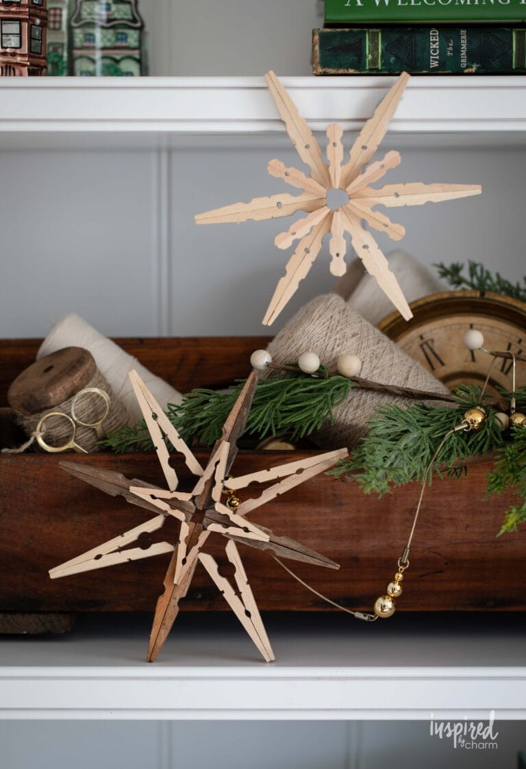 Handmade Clothespin Snowflakes