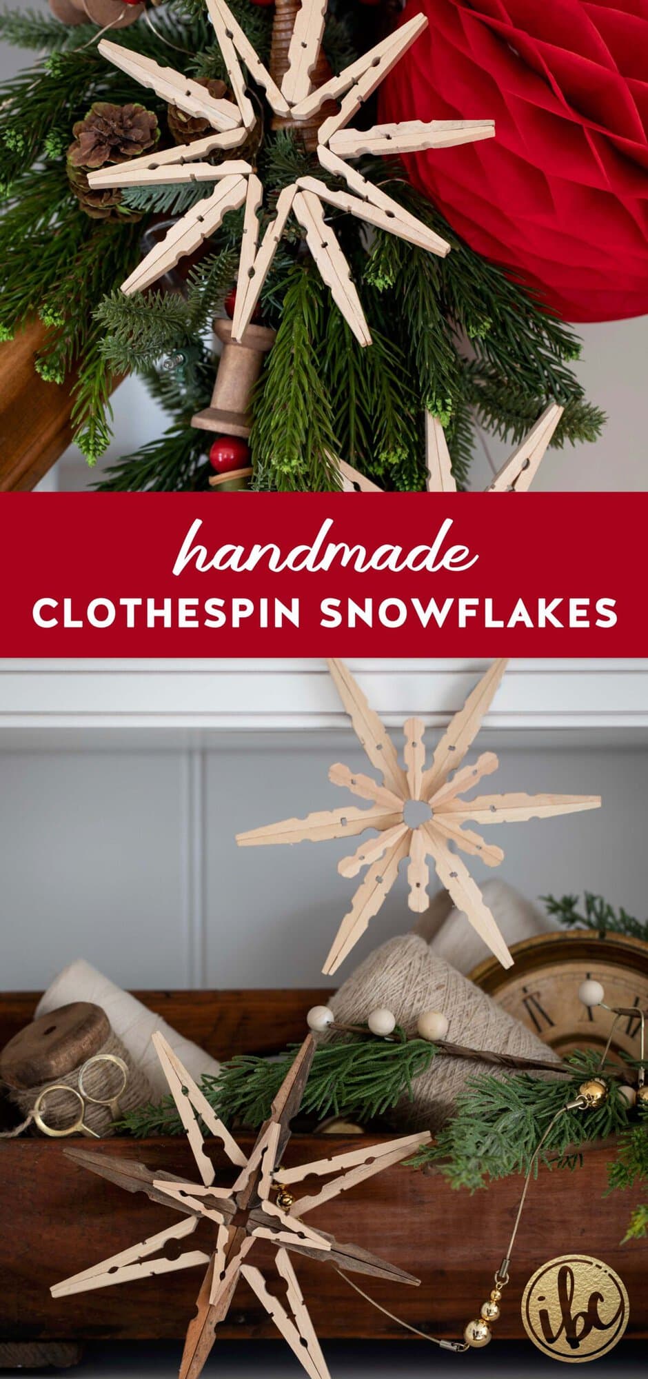 Handmade Clothespin Snowflakes
