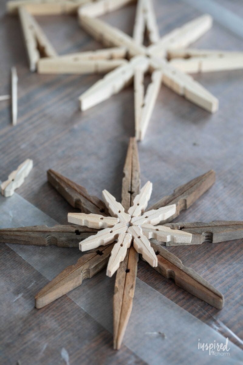 Handmade Clothespin Snowflakes