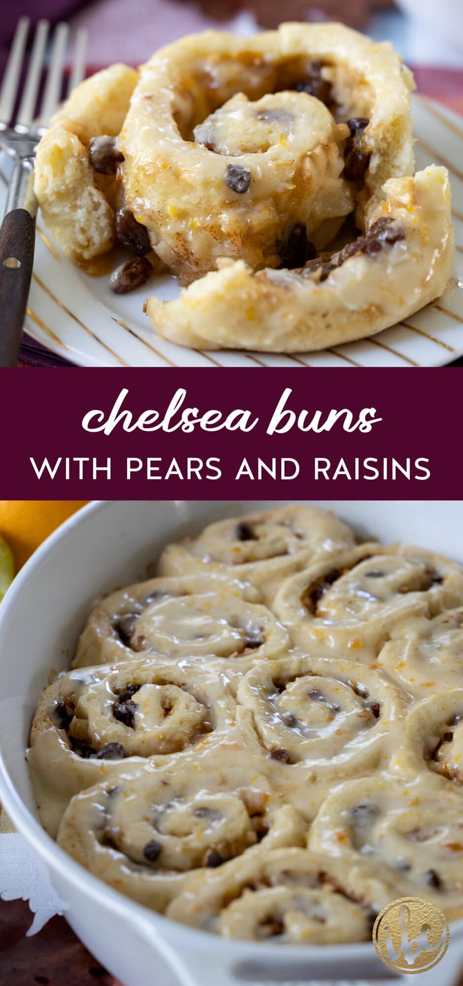 Chelsea Buns with Pears and Raisins