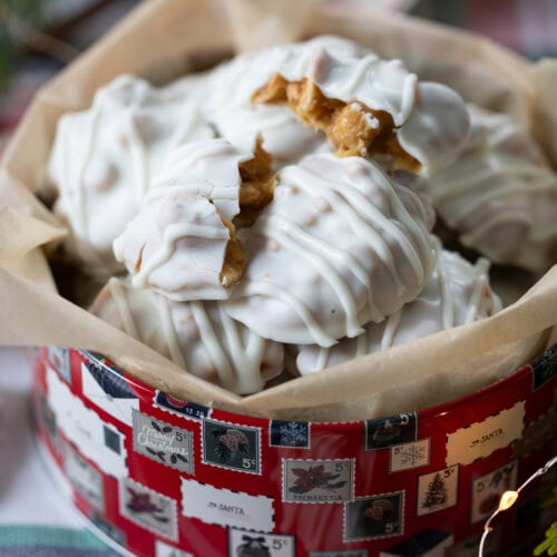 Polar Bear Paws in a christmas tin.