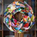colorful paper plate palette wreath.