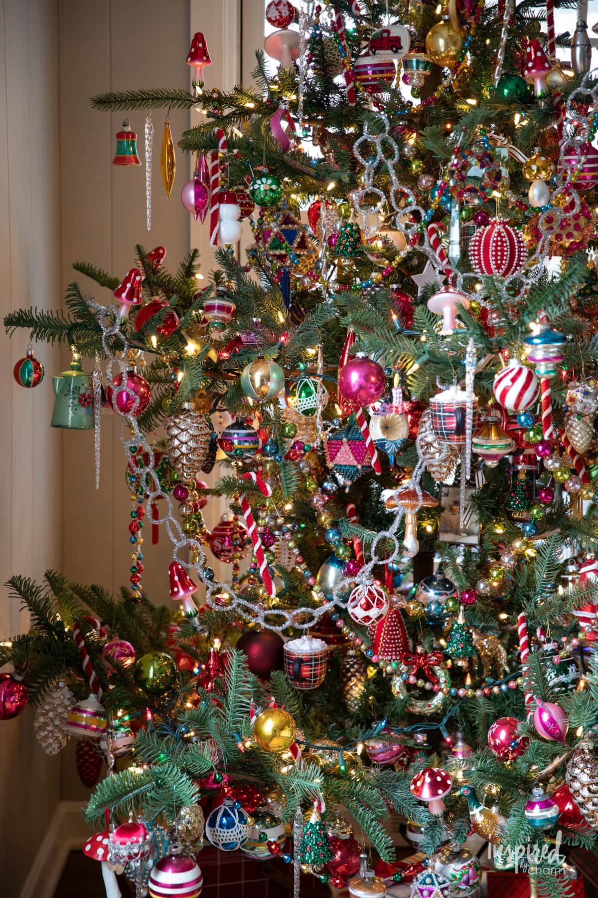 vintage and collected christmas tree decor.