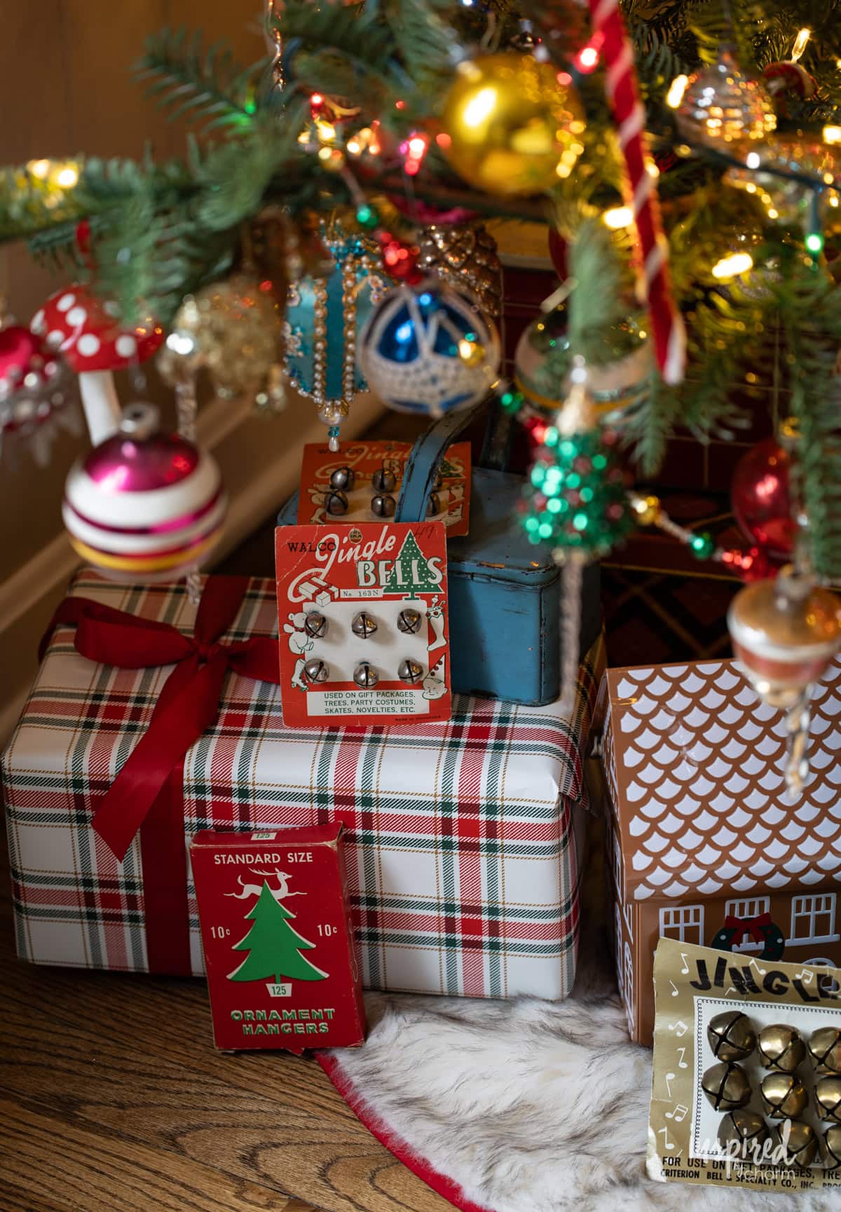 gifts under christmas tree.