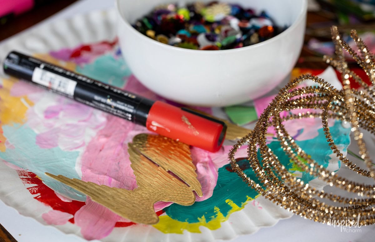craft supplies on a table.