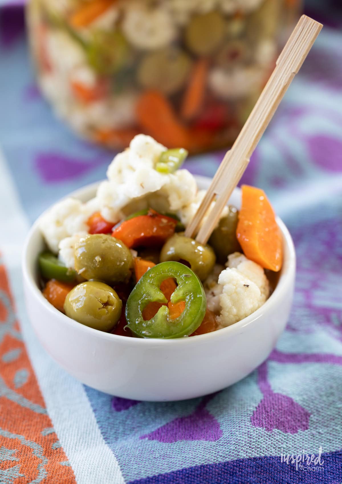 small dish with homemade  Giardiniera.