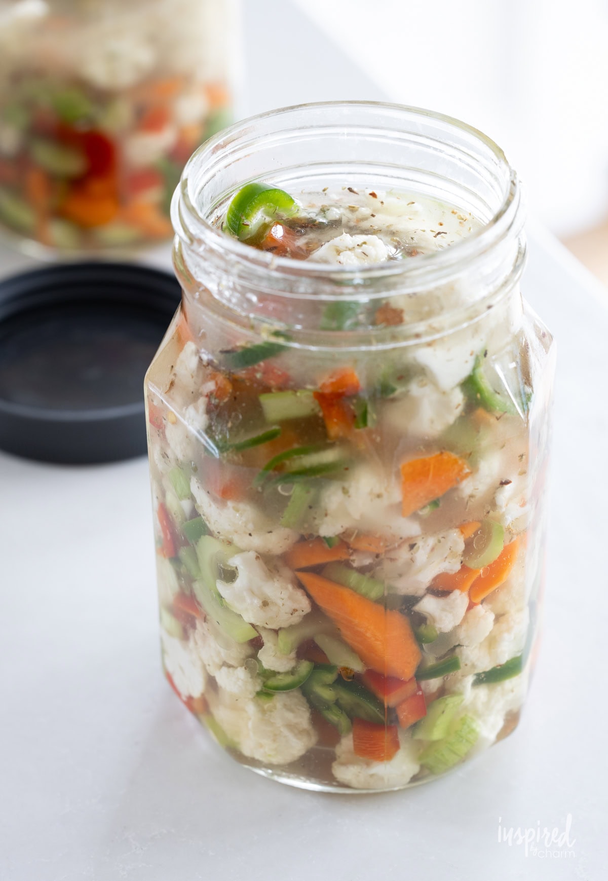 homemade  Giardiniera in a jar.