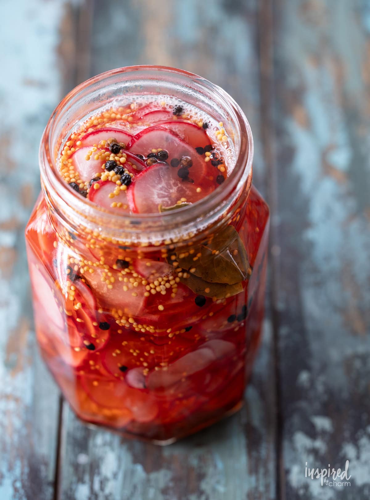 homemade Easy Pickled Radishes in a jar.