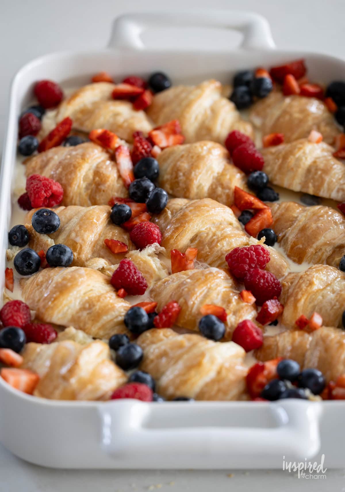 unbaked Mixed Berry Croissant Breakfast Casserole.