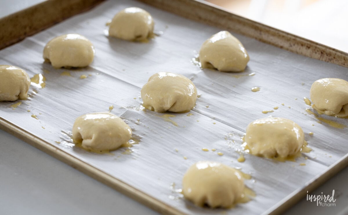 pastries on a baking sheet pan.