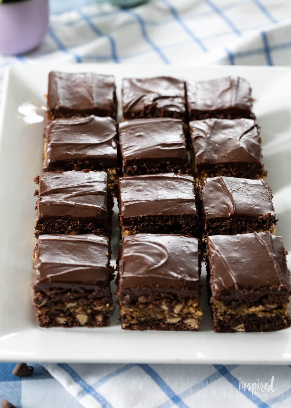 big platter with Peanut Butter and Fudge Brownies.
